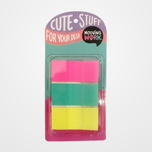 BANDERITAS ADHESIVAS MOOVING ANCHAS COLORES DISPENSADOR de 3