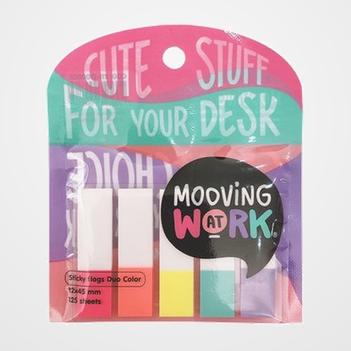 BANDERITAS ADHESIVAS MOOVING DUO COLOR 12x45mm COLORES BLISTER de 5