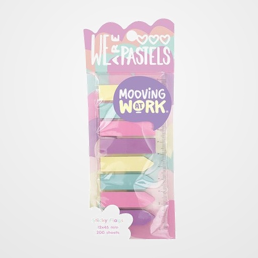BANDERITAS ADHESIVAS MOOVING PASTEL 12x45mm COLORES BLISTER de 8