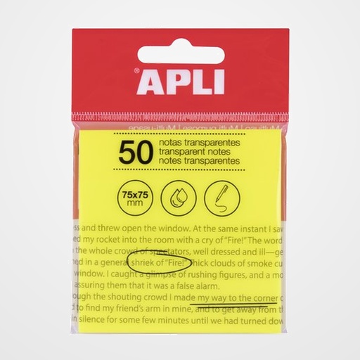 NOTAS ADHESIVAS APLI TRASLUCIDAS 50h 75x75 AMARILLO