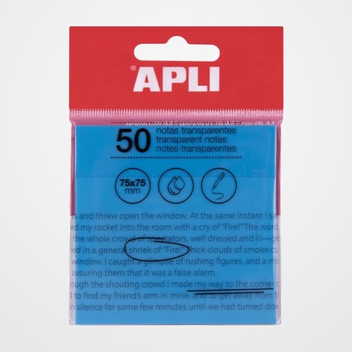 NOTAS ADHESIVAS APLI TRASLUCIDAS 50h 75x75 AZUL