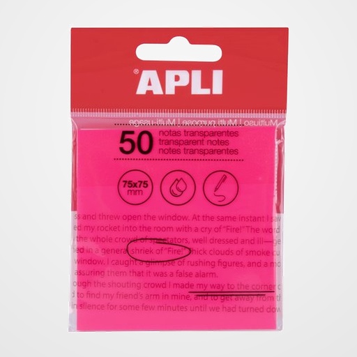 NOTAS ADHESIVAS APLI TRASLUCIDAS 50h 75x75 ROSA