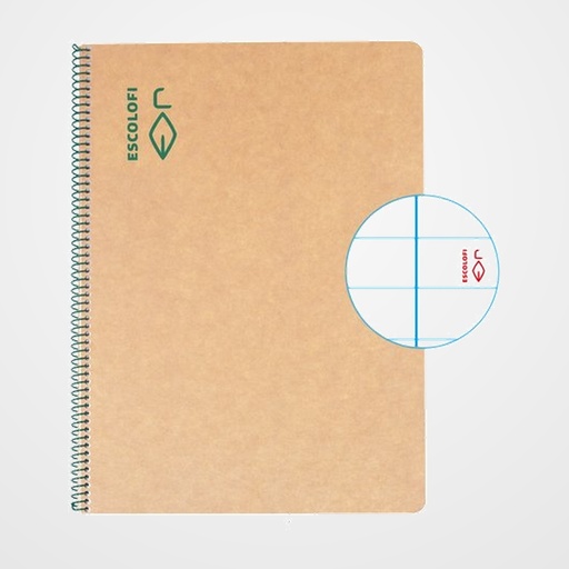 BLOC ESCOLOFI GREEN tapa DURA A4 50h HORIZONTAL 80g RECICLADO CON MARGEN VERDE