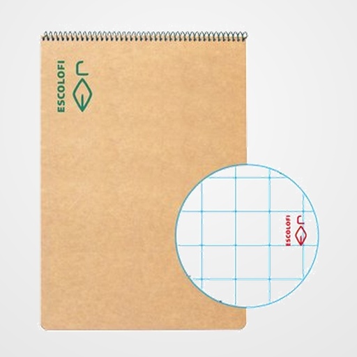 BLOC ESCOLOFI tapa DURA 4º 100h APAISADO CUADRICULA 5x5 80g ECOLOGICO