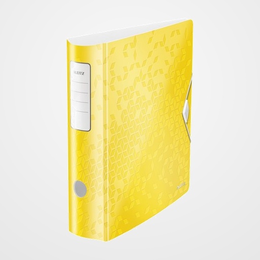 ARCHIVADOR palanca LEITZ ACTIVE WOW POLYFOAM A4 180º 75mm LOMO CURVADO Y CIERRE CON GOMA AMARILLO