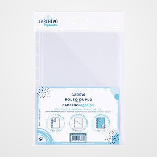 DOSIER con DOBLE BOLSA CARCHIVO INGENIOX PP A5 TRANSPARENTE