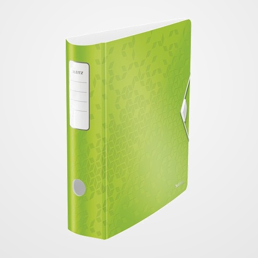 ARCHIVADOR palanca LEITZ ACTIVE WOW POLYFOAM A4 180º 75mm LOMO CURVADO Y CIERRE CON GOMA VERDE METALIZADO