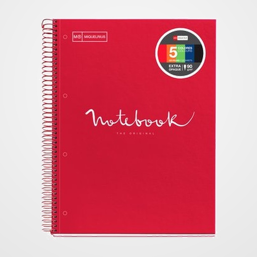 BLOC MIQUELRIUS EMOTIONS NOTEBOOK 5 micro.tapa EXTRA A4 120h 90g HORIZONTAL ROJO