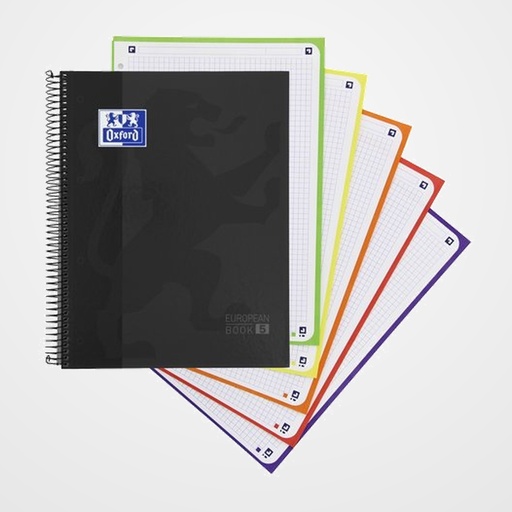 BLOC OXFORD SCHOOL EU.BOOK 5 micro.tapa EXTRA A4+ 120h CUADRIC.5x5 90g NEGRO