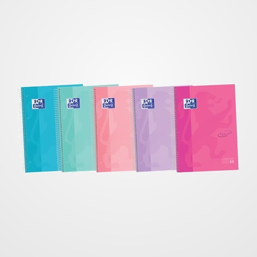 BLOC OXFORD SCHOOL EU.BOOK 5 TOUCH micro.tapa EXTRA A4+ 120h HORIZONTAL 90g SURTIDO (5 col. pastel)