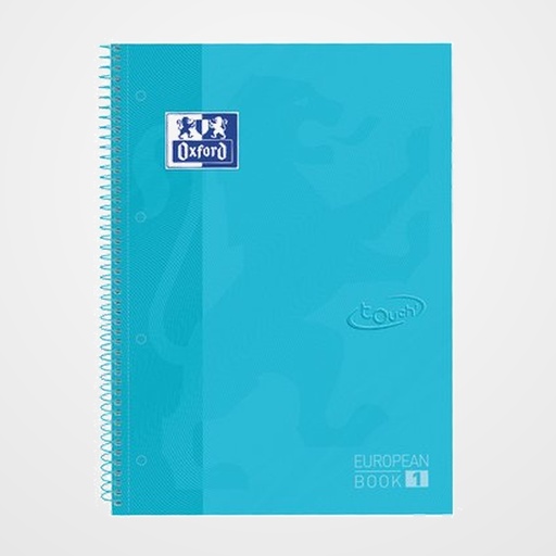BLOC OXFORD SCHOOL EU.BOOK 1 TOUCH micro.tapa EXTRA A4+ 80h CUADRIC.5x5 90g AZUL PASTEL