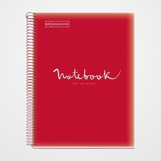 BLOC MIQUELRIUS EMOTIONS NOTEBOOK 5 micro.tapa PP A4 120h 90g CUADRIC.5x5 ROJO