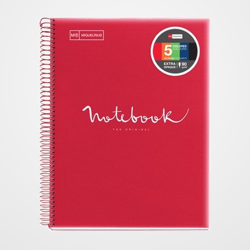 BLOC MIQUELRIUS EMOTIONS NOTEBOOK 5 micro.tapa PP A4 120h 90g HORIZONTAL ROJO
