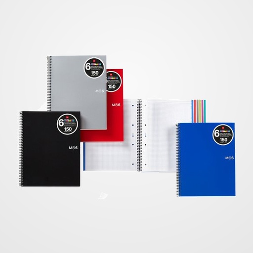 BLOC MIQUELRIUS THE ORIGINAL NOTEBOOK 6 micro.tapa PP A4 150h 70g CUADRIC.5x5 NEGRO