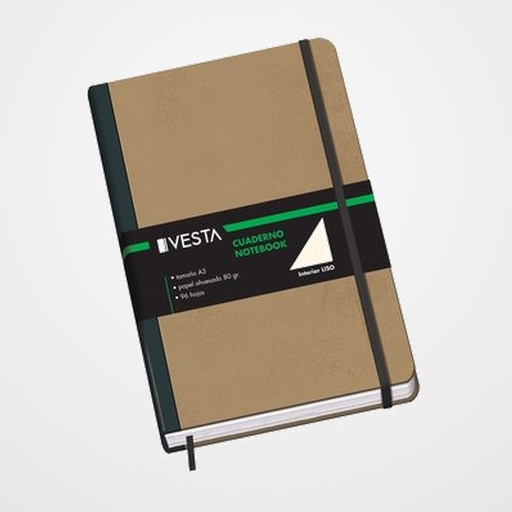 CUADERNO VESTA NATURE A5 96h 80gr. LISO con GOMA