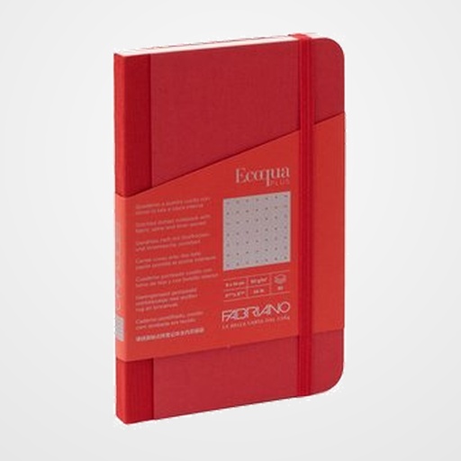 CUADERNO FABRIANO ECOQUA PLUS TELA 9x14 80hj. 90gr. PUNTOS DOTS FRAMBUESA (LAMPONE)