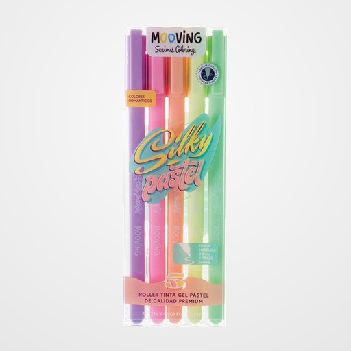 ROLLER GEL MOOVING 0,8mm COLORES PASTEL BOLSA de 5