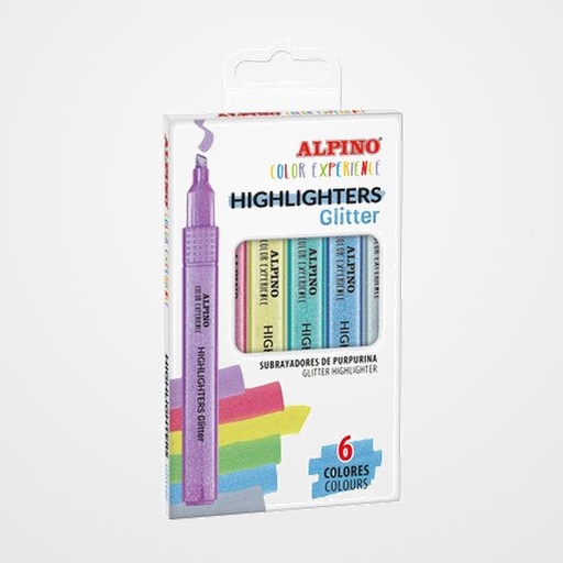 MARCADOR FLUOR ALPINO COLOR EXPERIENCE GLITTER ESTUCHE de 6