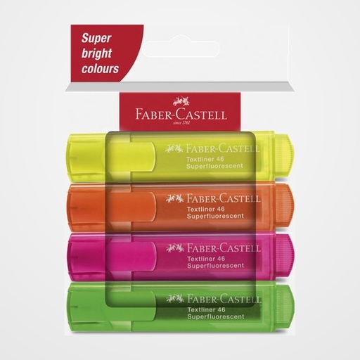 MARCADOR FLUOR FABER-CASTELL TEXTLINER 46 ESTUCHE de 4