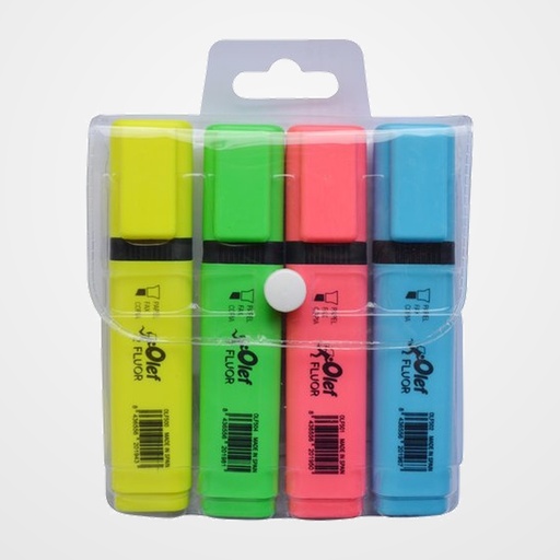 MARCADOR FLUOR OLEF BOLSA de 4 COLORES