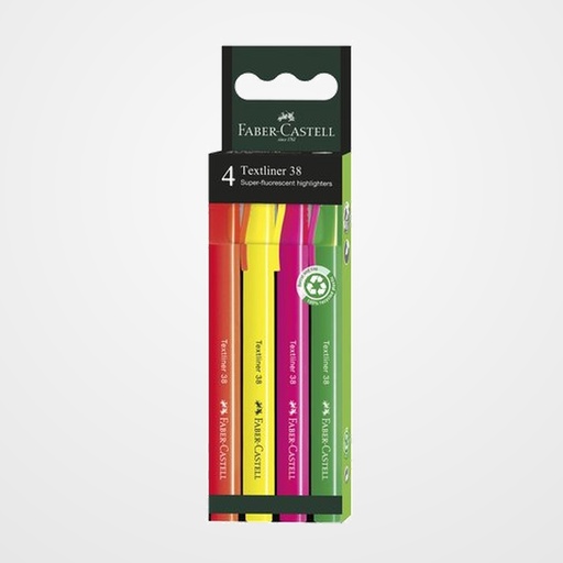 MARCADOR FLUOR FABER-CASTELL TEXTLINER 38 PACK DE 4