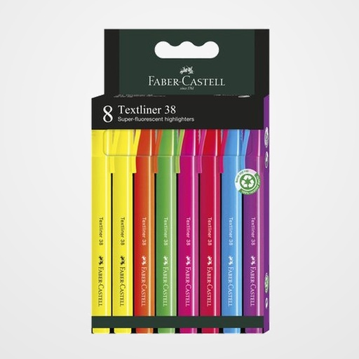 MARCADOR FLUOR FABER-CASTELL TEXTLINER 38 PACK DE 8