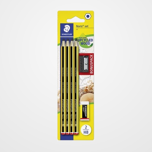 LAPIZ de GRAFITO STAEDTLER 120 NORIS Nº2 - HB BLISTER de 8 + GOMA (Regalo afilalapiz)