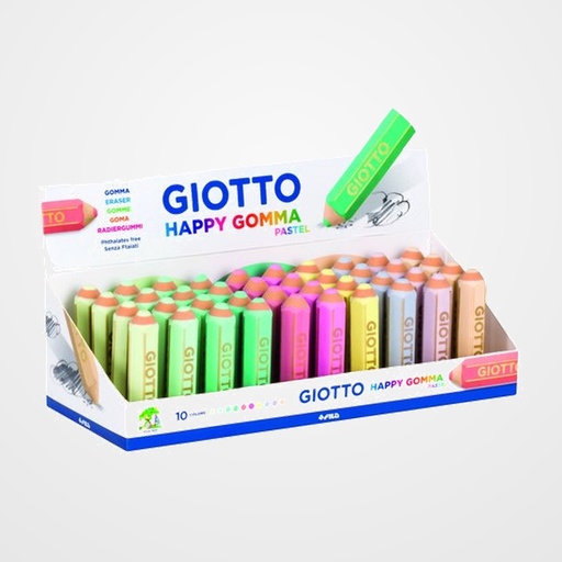 GOMA de BORRAR GIOTTO HAPPY GOMMA PASTEL EXPOSITOR de 40
