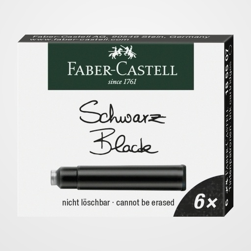 TINTA ESTILOGRAFICA FABER CASTELL CAJA 6 CARTUCHOS NEGRO
