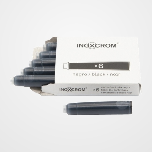 TINTA ESTILOGRAFICA INOXCROM CAJA 6 CARTUCHOS NEGRO