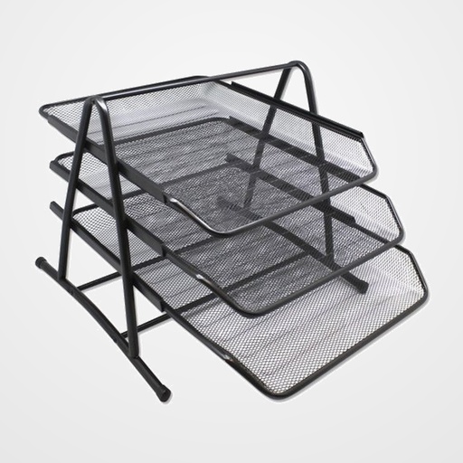 BANDEJA SOBREMESA METALICA MALLA NEGRA SET DE 3
