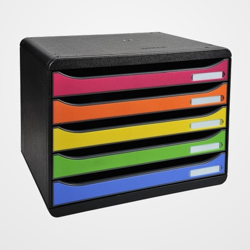 MODULO EXACOMPTA BIG-BOX PLUS APAISADO 5 CAJONES COLORES NEGRO/ARLEQUIN