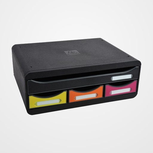 MODULO EXACOMPTA TOOLBOX MINI 4 CAJONES COLORES NEGRO/ARLEQUIN