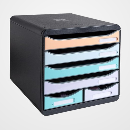 MODULO EXACOMPTA AQUAREL 6 CAJONES BIG BOX MAXI NEGRO/COLORES SURTIDOS