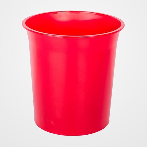 PAPELERA PLASTICO CERRADA 16 LITROS TRASLUCIDO ROJA
