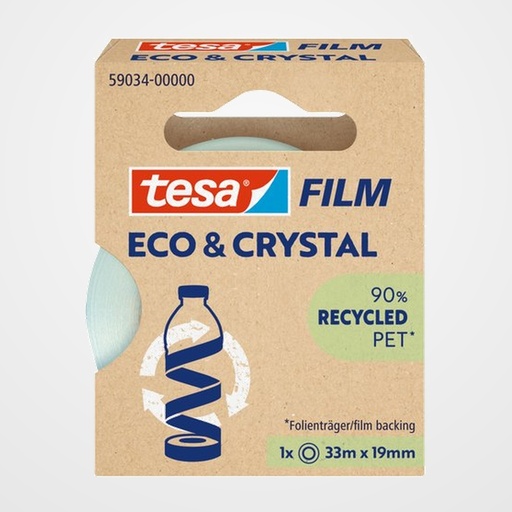CINTA ADHESIVA TESA ECO&CRYSTAL (90% reciclado) rollo 33x19