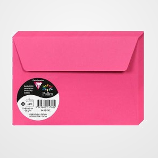 SOBRE CLAIREFONTAINE POLLEN 114x162 120g FUCSIA PAQUETE DE 20