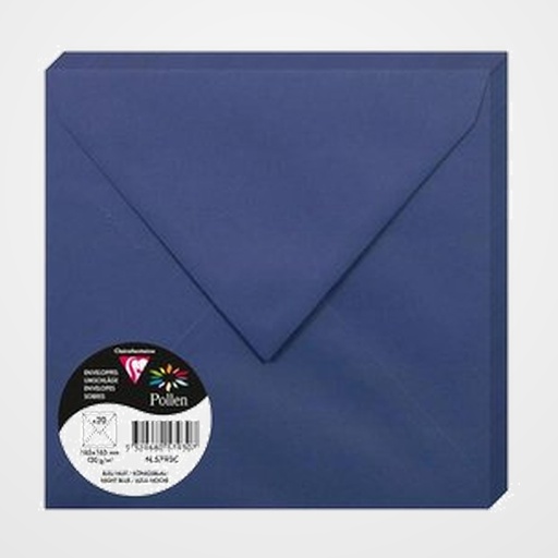 SOBRE CLAIREFONTAINE POLLEN 165x165 120g AZUL NOCHE PAQUETE DE 20