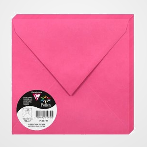 SOBRE CLAIREFONTAINE POLLEN 165x165 120g FUCSIA PAQUETE DE 20
