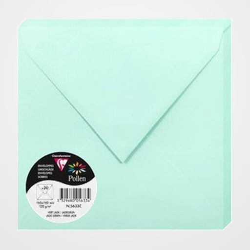 SOBRE CLAIREFONTAINE POLLEN 165x165 120g VERDE JADE PAQUETE DE 20