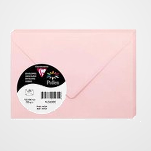 SOBRE CLAIREFONTAINE POLLEN 75x100 120g ROSA PAQUETE DE 20