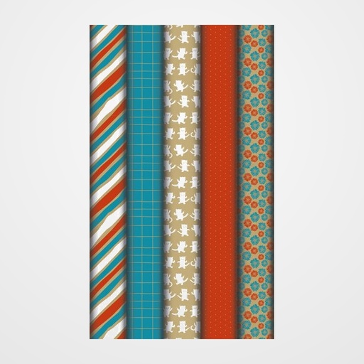 PAPEL de REGALO ROLLO CLAIREFONTAINE 0,7x2 m (CAJA de 60) KRAFT TODO AÑO ADVENTURA