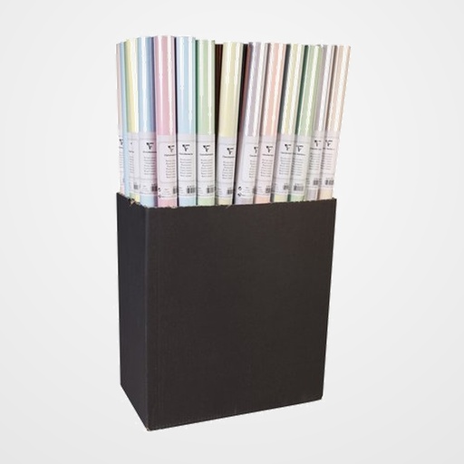PAPEL de REGALO ROLLO CLAIREFONTAINE 0,7x3 m (CAJA de 50) KRAFT TODO AÑO COLORES LISOS PASTEL