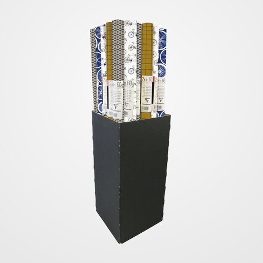 PAPEL de REGALO ROLLO CLAIREFONTAINE 0,7x2m (CAJA de 30) 60g KRAFT BLANCO BIKE