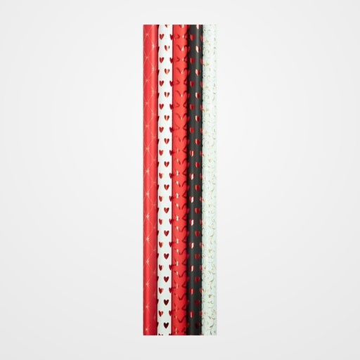 PAPEL de REGALO ROLLO CLAIREFONTAINE 0,7x2m (CAJA de 30) 80g PREMIUM METALIZADO AMOR