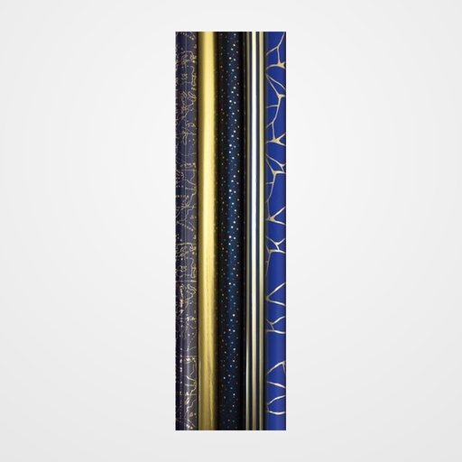 PAPEL de REGALO ROLLO CLAIREFONTAINE 0,7x2m (CAJA de 30) 80g PREMIUM METALIZADO NOCHE AZUL