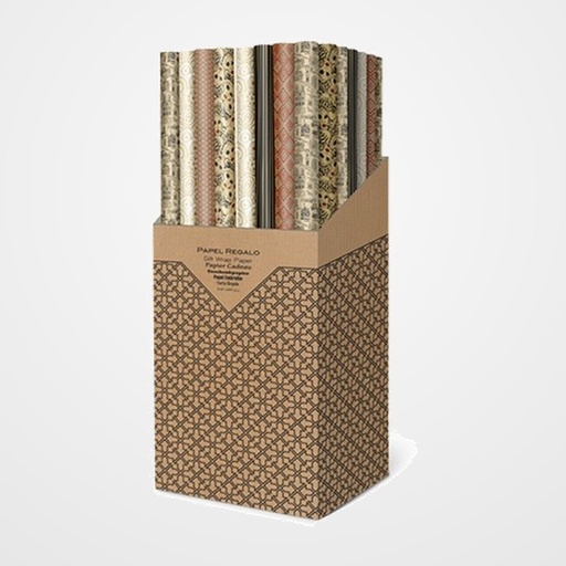 PAPEL de REGALO ROLLO TV 0,7x1,5 m (CAJA de 60) KRAFT RECICLADO ECO