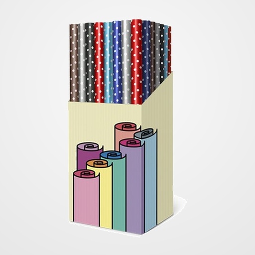PAPEL de REGALO ROLLO TV 0,7x2 m DELUX LUNARES (CAJA de 60)
