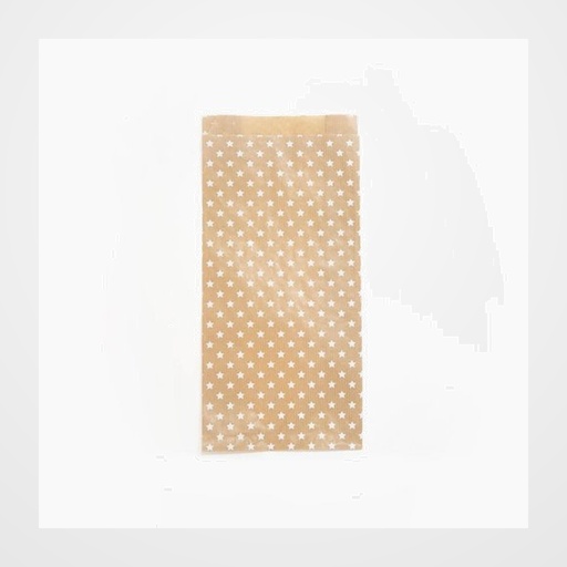 BOLSA de PAPEL CLAIREFONTAINE KRAFT DECORADO S/ASAS 16x30x5 cm ESTRELLAS PACK DE 50