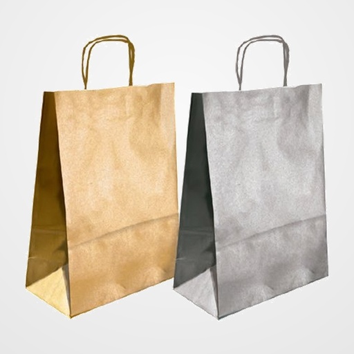 BOLSA de PAPEL ANDINA KRAFT LISO 27x37x12 cm ORO PAQUETE de 50
